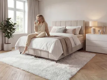 Jenkkisänkypaketti Vyrosen 180x200 cm nostettavalla säilytystilalla - kermanbeige - Huonekalut - Sänky - Sängyt säilytystilalla