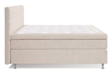 Joluma täydellinen sänkypaketti – kontinentaalisänky 180x200 cm kankaalla verhoiltu, päädyllä + pedimadrassi, kiinteysaste kiinteä - Vaalea beige - Huonekalut - Sänky - Yhden hengen sängyt