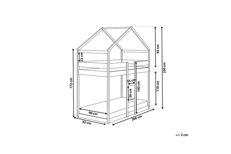 Fallon Kerrossänky Kaksi Makuupaikkaa 90x200 - Vaalea puu - Huonekalut - Sänky - Kerrossängyt - Parvisänky