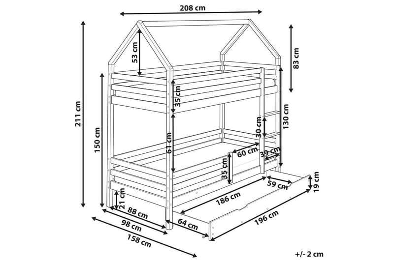 Kerrossänky laatikoilla Girgols - Ruskea - Huonekalut - Sänky - Kerrossängyt - Parvisänky