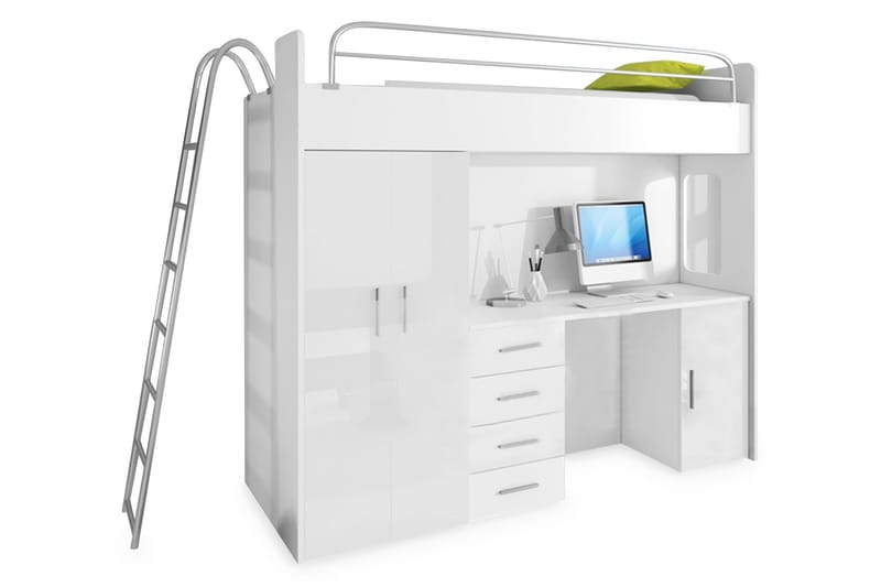 Lastensänky Porteous säilytyksellä ja Kirjoituspöytä 245 cm, Valkoinen
