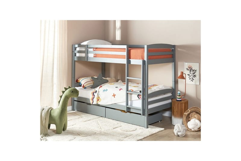 Våningssäng med lådor Beliani Regat med lådor Grå Grey - Huonekalut - Sänky - Kerrossängyt - Parvisänky