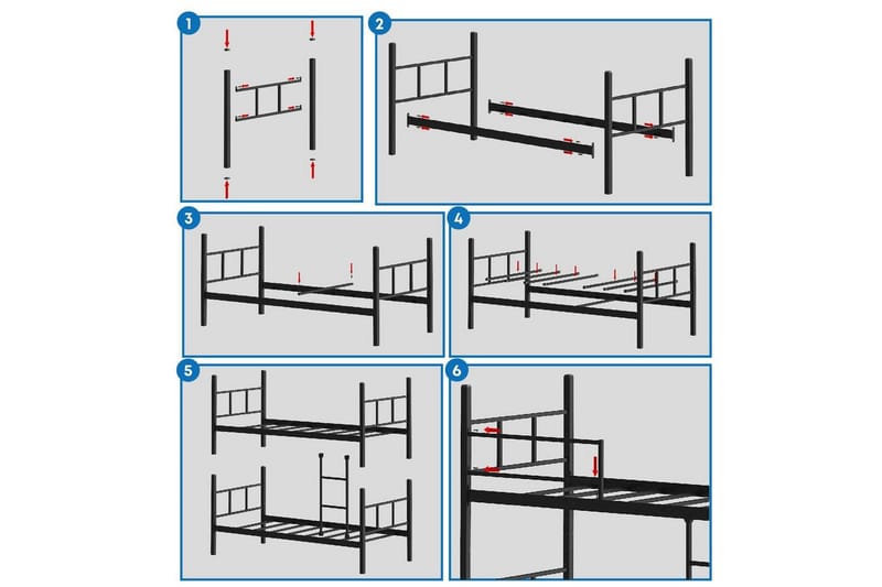 Kerrossänky Defneia Musta - Musta - Huonekalut - Sänky - Sänkykehikot & sängynrungot
