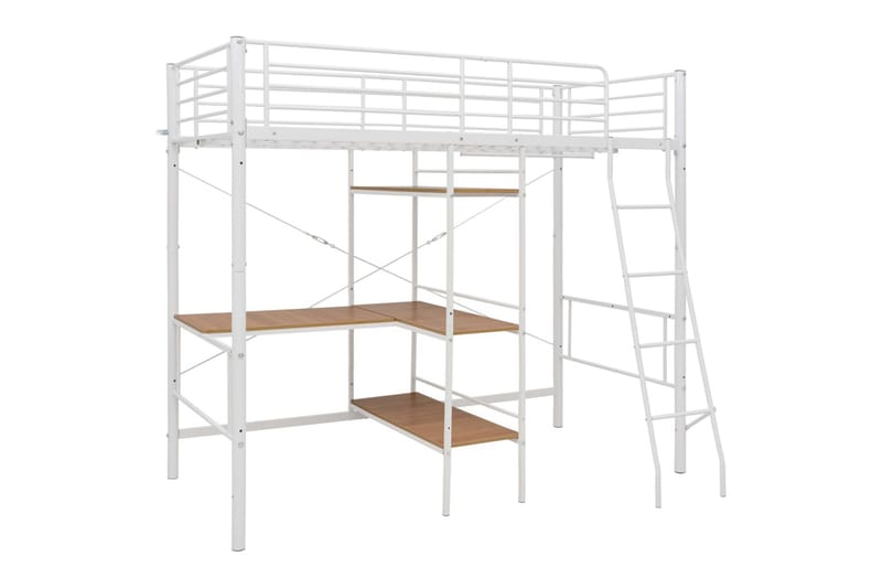 Kerrossänky pöydän rungolla valkoinen metalli 90x200 cm - Huonekalut - Sänky - Kerrossängyt