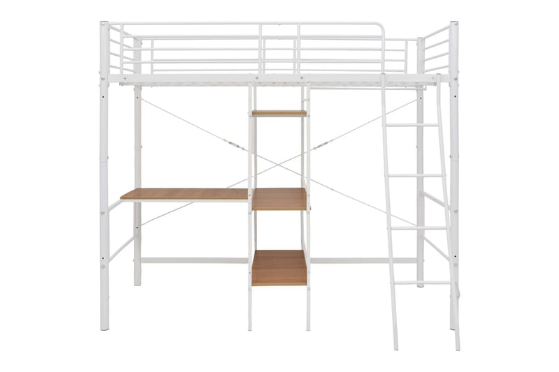 Kerrossänky pöydän rungolla valkoinen metalli 90x200 cm - Huonekalut - Sänky - Kerrossängyt