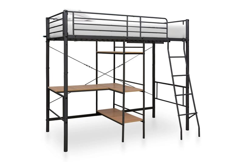 Kerrossänky pöydän rungolla musta metalli 90x200 cm - Huonekalut - Sänky - Kerrossängyt