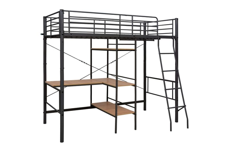 Kerrossänky pöydän rungolla musta metalli 90x200 cm - Huonekalut - Sänky - Kerrossängyt