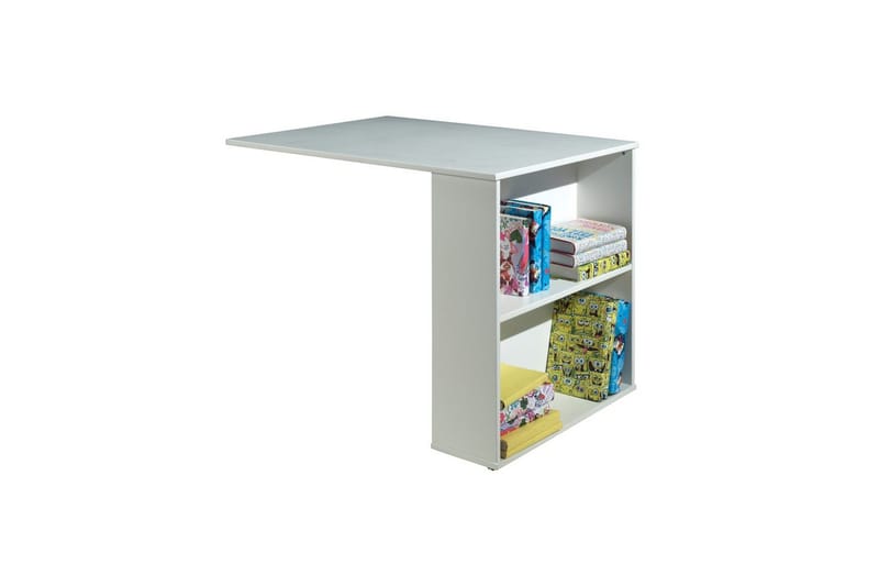 Keskikorkea sänky, jossa tikkaat Scott-yhteensopiva työpöytä, kolmella laatikolla varustettu lipasto ja kaksiosainen vaatekaappi - Huonekalut - Sänky - Kerrossängyt