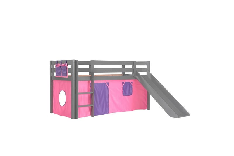 Keskikorkea sänky, jossa verho ja liukumäki Pino Harmaa, Bella - Harmaa, Bella - Huonekalut - Sänky - Kerrossängyt