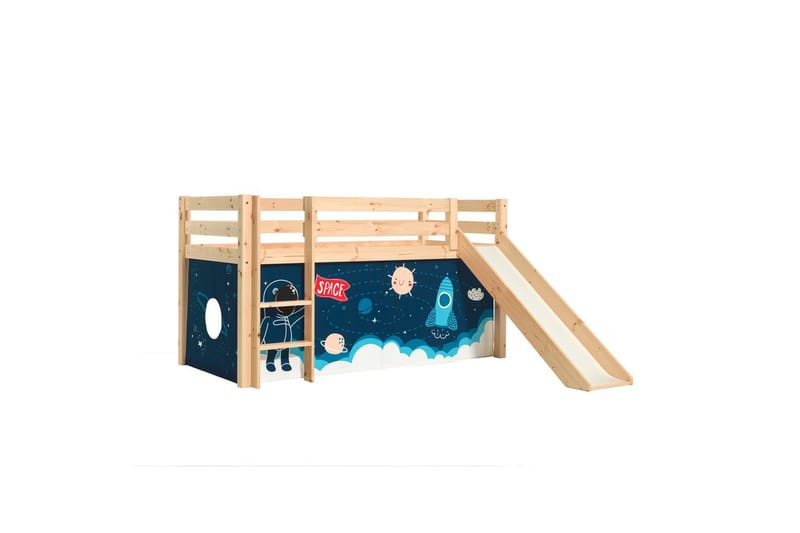 Keskikorkea sänky, jossa verho ja liukumäki Pino Luonnollinen, Avaruussukkula, Luonnollinen, Avaruussukkula