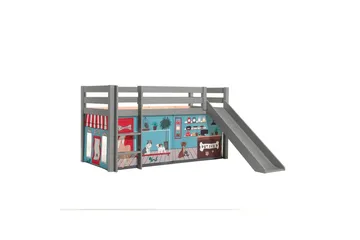 Keskikorkea sänky, jossa verho ja liukumäki Pino Harmaa, Lemmikkikauppa