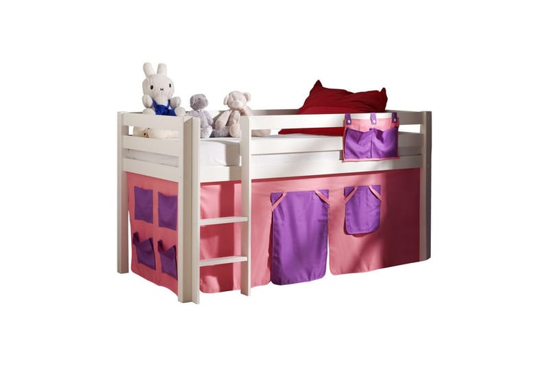 Keskikorkea sänky, jossa verho Pino Valkoinen, Bella - Valkoinen, Bella - Huonekalut - Sänky - Kerrossängyt