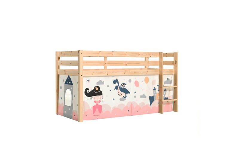 Keskikorkea sänky, jossa verho Pino Luonnollinen, Prinsessa Sophie - Luonnollinen, Prinsessa Sophie - Huonekalut - Sänky - Kerrossängyt