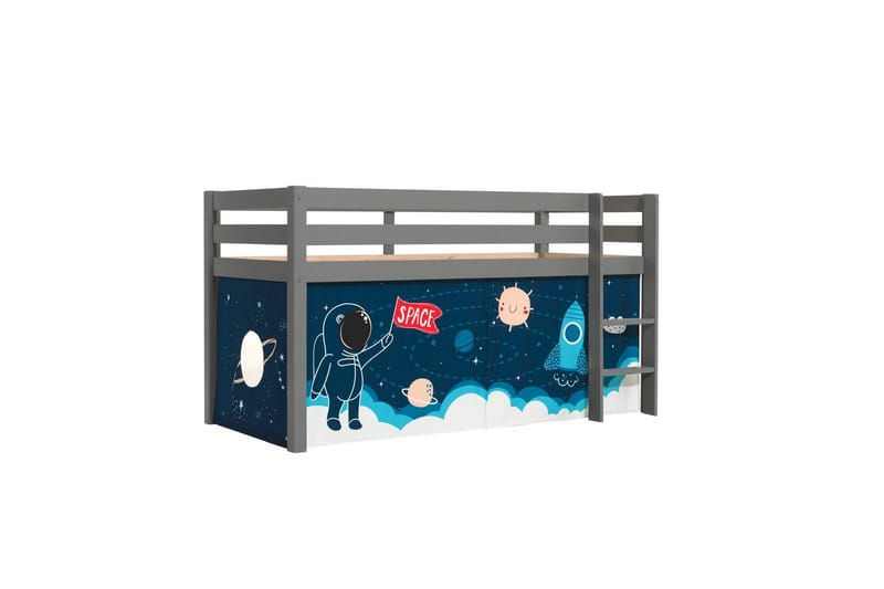 Keskikorkea sänky, jossa verho Pino Harmaa, Avaruussukkula - Harmaa, Avaruussukkula - Huonekalut - Sänky - Kerrossängyt