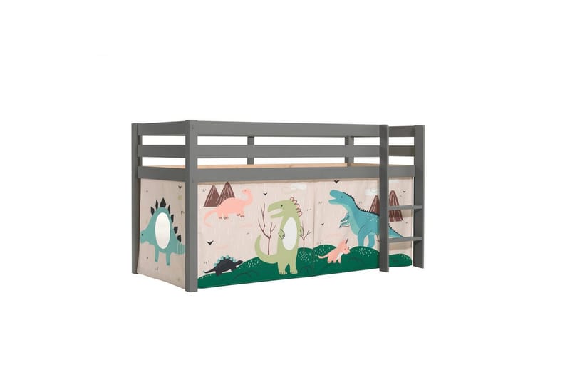 Keskikorkea sänky, jossa verho Pino Harmaa, Dino - Harmaa, Dino - Huonekalut - Sänky - Kerrossängyt