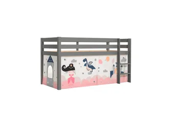 Keskikorkea sänky, jossa verho Pino Harmaa, Prinsessa Sophie