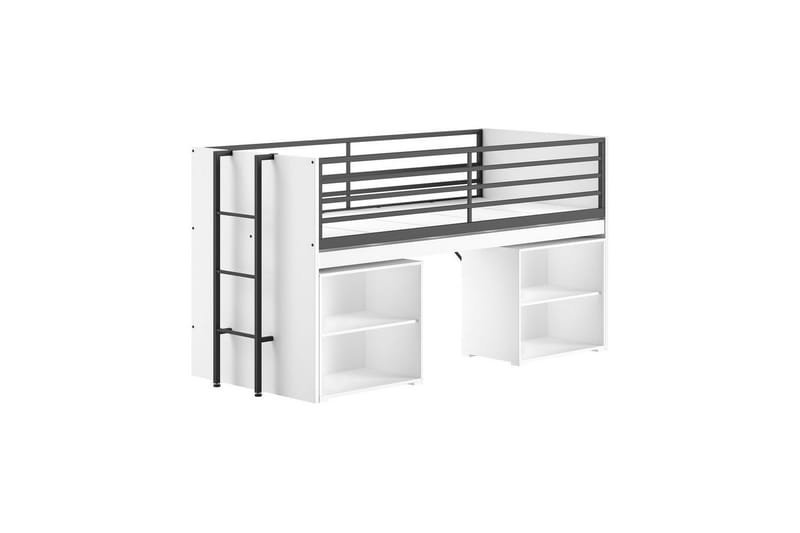 Keskikorkea sänky ja 2 kirjahyllyä Sam Valkoinen, Valkoinen