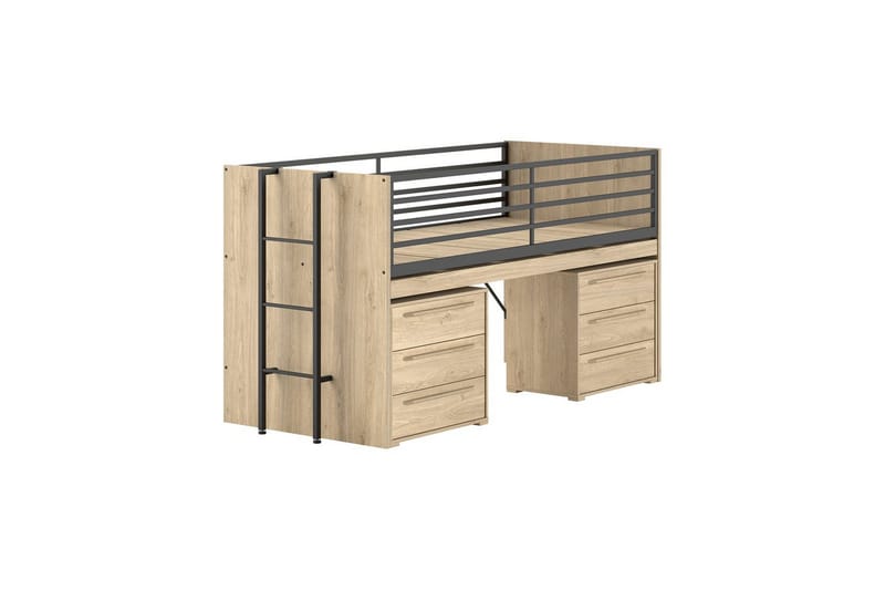 Keskikorkea sänky ja 2 lipastoa, joissa 3 laatikkoa Sam Tammi, Tammi