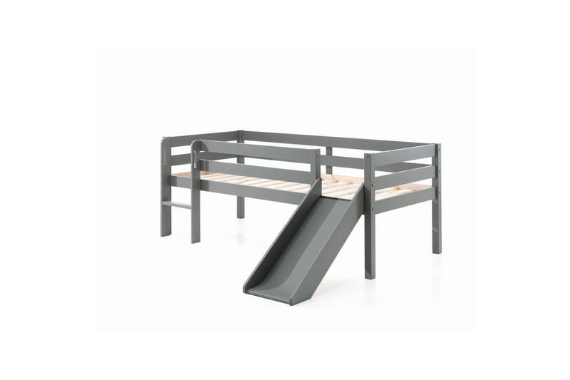 Keskikorkea sänky liukumäellä Pino Harmaa, 85 cm - Harmaa, 85 cm - Huonekalut - Sänky - Kerrossängyt