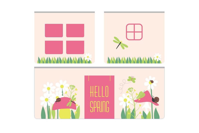 Keskikorkea sänky verholla Pino Kevät Harmaa, Harmaa, Liukumäellä, Ilman tunnelia, 3 - Harmaa, Harmaa, Liukumäellä, Ilman tunnelia, 3 - Huonekalut - Sänky - Kerrossängyt