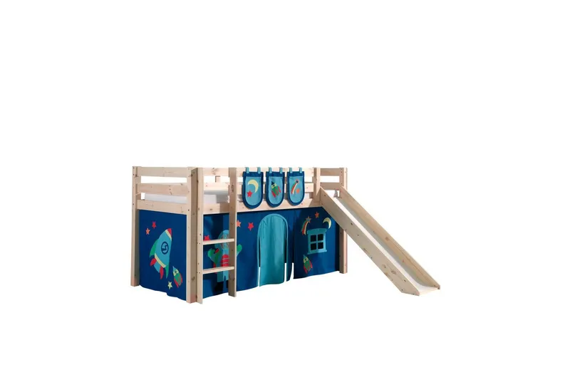 Keskikorkea sänky verholla Pino Astro Luonnollinen, Luonnollinen, Liukumäellä, Ilman tunnelia, 3, Luonnollinen, Luonnollinen, Liukumäellä, Ilman tunnelia, 3