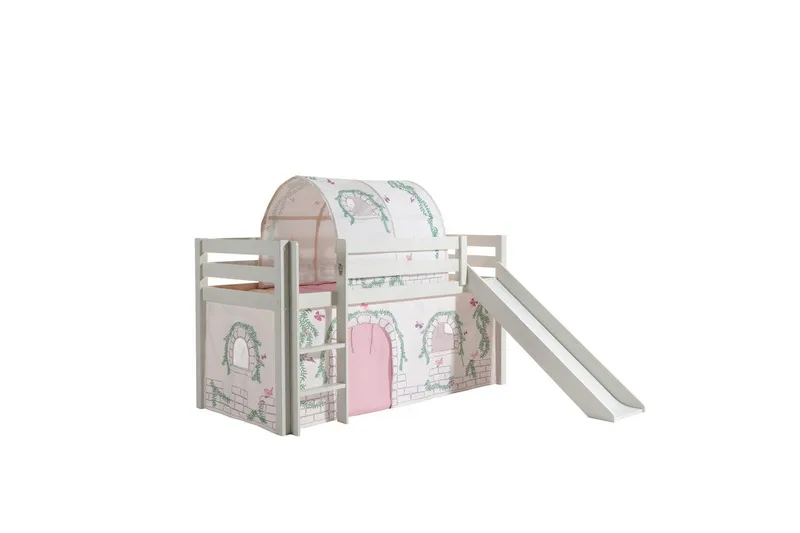 Keskikorkea sänky verholla Pino Birdy Valkoinen, Valkoinen, Liukumäellä, Birdy, Ei taskuja, Valkoinen, Valkoinen, Liukumäellä, Birdy, Ei taskuja