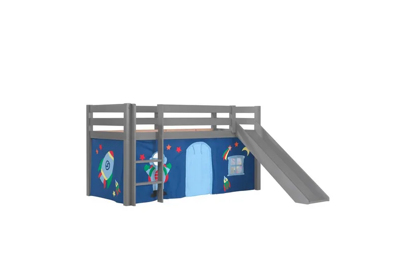 Keskikorkea sänky verholla Pino Astro Harmaa, Harmaa, Liukumäellä, Ilman tunnelia, Ei taskuja, Harmaa, Harmaa, Liukumäellä, Ilman tunnelia, Ei taskuja