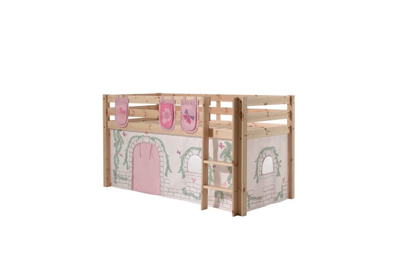 Keskikorkea sänky verholla Pino Birdy Luonnollinen, Luonnollinen, Ilman liukumäkeä, Ilman tunnelia, 3 - Luonnollinen, Luonnollinen, Ilman liukumäkeä, Ilman tunnelia, 3 - Huonekalut - Sänky - Kerrossängyt