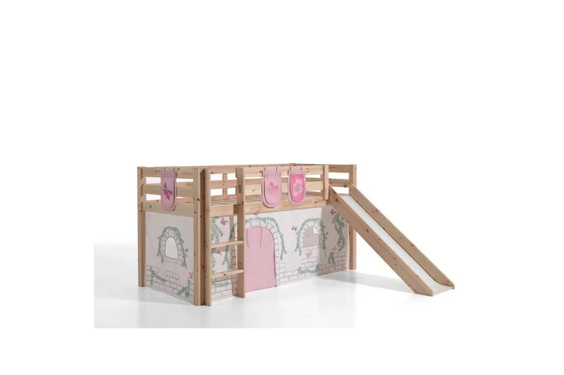 Keskikorkea sänky verholla Pino Birdy Luonnollinen, Luonnollinen, Liukumäellä, Ilman tunnelia, 3 - Luonnollinen, Luonnollinen, Liukumäellä, Ilman tunnelia, 3 - Huonekalut - Sänky - Kerrossängyt