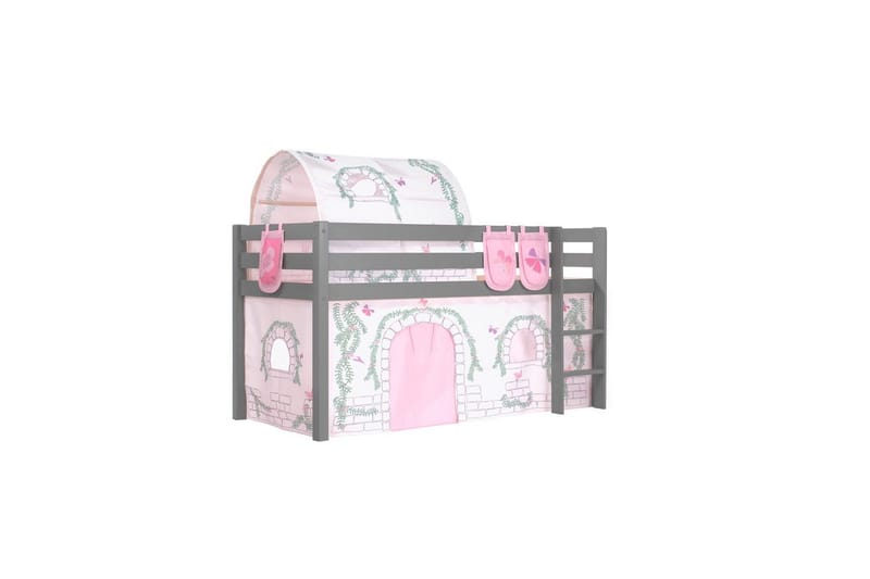 Keskikorkea sänky verholla Pino Birdy Harmaa, Harmaa, Ilman liukumäkeä, Birdy, 3 - Harmaa, Harmaa, Ilman liukumäkeä, Birdy, 3 - Huonekalut - Sänky - Kerrossängyt