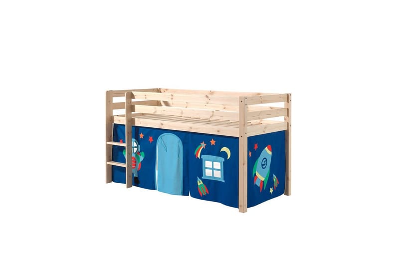 Keskikorkea sänky verholla Pino Astro Luonnollinen, Luonnollinen, Ilman liukumäkeä, Ilman tunnelia, Ei taskuja - Luonnollinen, Luonnollinen, Ilman liukumäkeä, Ilman tunnelia, Ei taskuja - Huonekalut - Sänky - Kerrossängyt