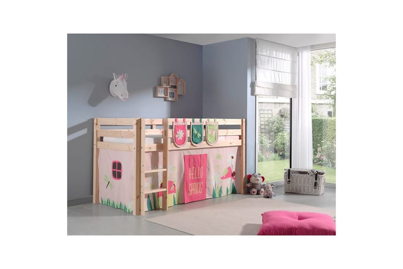 Keskikorkea sänky verholla Pino Kevät Luonnollinen, Luonnollinen, Ilman liukumäkeä, Ilman tunnelia, 3 - Luonnollinen, Luonnollinen, Ilman liukumäkeä, Ilman tunnelia, 3 - Huonekalut - Sänky - Kerrossängyt