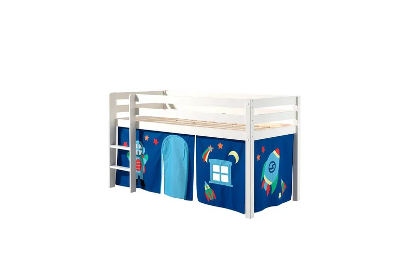 Keskikorkea sänky verholla Pino Astro Valkoinen, Valkoinen, Ilman liukumäkeä, Ilman tunnelia, Ei taskuja, Valkoinen, Valkoinen, Ilman liukumäkeä, Ilman tunnelia, Ei taskuja