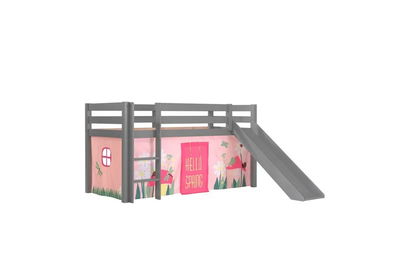 Keskikorkea sänky verholla Pino Kevät Harmaa, Harmaa, Liukumäellä, Ilman tunnelia, Ilman taskuja, Harmaa, Harmaa, Liukumäellä, Ilman tunnelia, Ilman taskuja