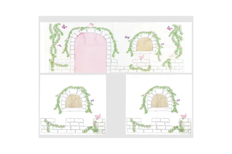 Keskikorkea sänky verholla Pino Birdy Luonnollinen, Luonnollinen, Liukumäellä, Birdy, 3 - Luonnollinen, Luonnollinen, Liukumäellä, Birdy, 3 - Huonekalut - Sänky - Kerrossängyt