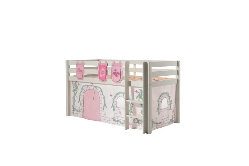 Keskikorkea sänky verholla Pino Birdy Valkoinen, Valkoinen, Ilman liukumäkeä, Ilman tunnelia, 3, Valkoinen, Valkoinen, Ilman liukumäkeä, Ilman tunnelia, 3