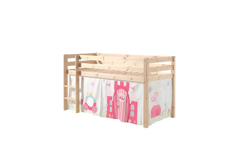 Keskikorkea sänky verholla Pino Prinsessa Luonnollinen, Luonnollinen, Ilman liukumäkeä, Ilman tunnelia, Ei taskuja - Luonnollinen, Luonnollinen, Ilman liukumäkeä, Ilman tunnelia, Ei taskuja - Huonekalut - Sänky - Kerrossängyt