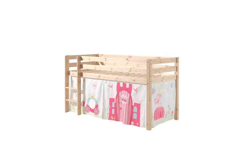 Keskikorkea sänky verholla Pino Prinsessa Luonnollinen, Luonnollinen, Ilman liukumäkeä, Ilman tunnelia, Ei taskuja - Luonnollinen, Luonnollinen, Ilman liukumäkeä, Ilman tunnelia, Ei taskuja - Huonekalut - Sänky - Kerrossängyt