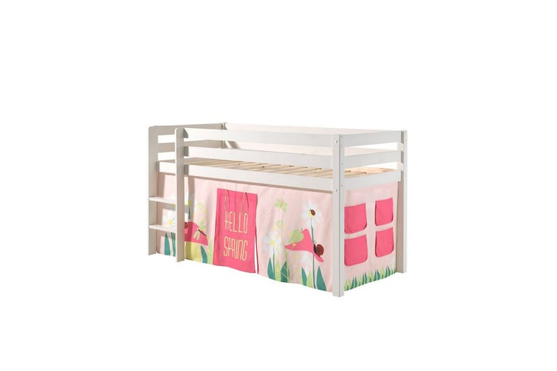 Keskikorkea sänky verholla Pino Kevät Valkoinen, Valkoinen, Ilman liukumäkeä, Ilman tunnelia, Ilman taskuja - Valkoinen, Valkoinen, Ilman liukumäkeä, Ilman tunnelia, Ilman taskuja - Huonekalut - Sänky - Kerrossängyt