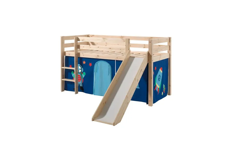 Keskikorkea sänky verholla Pino Astro Luonnollinen, Luonnollinen, Liukumäellä, Ilman tunnelia, Ei taskuja, Luonnollinen, Luonnollinen, Liukumäellä, Ilman tunnelia, Ei taskuja