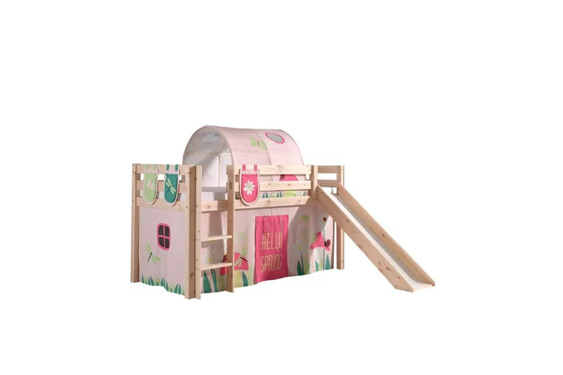 Keskikorkea sänky verholla Pino Kevät Luonnollinen, Luonnollinen, Liukumäellä, Kevät, Jousi, 3, Luonnollinen, Luonnollinen, Liukumäellä, Kevät, Jousi, 3