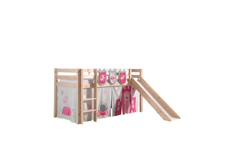 Keskikorkea sänky verholla Pino Prinsessa Luonnollinen, Luonnollinen, Liukumäellä, Ilman tunnelia, 3, Luonnollinen, Luonnollinen, Liukumäellä, Ilman tunnelia, 3