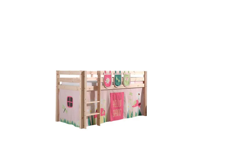 Keskikorkea sänky verholla Pino Kevät Luonnollinen, Luonnollinen, Ilman liukumäkeä, Ilman tunnelia, 3, Luonnollinen, Luonnollinen, Ilman liukumäkeä, Ilman tunnelia, 3