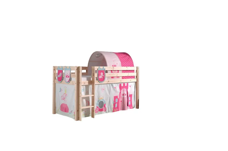 Keskikorkea sänky verholla Pino Prinsessa Luonnollinen, Luonnollinen, Ilman liukumäkeä, Prinsessa, 3, Luonnollinen, Luonnollinen, Ilman liukumäkeä, Prinsessa, 3