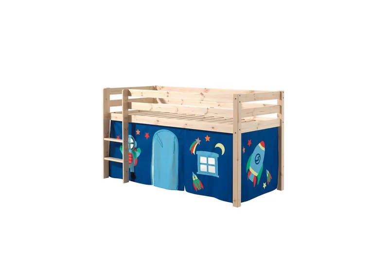 Keskikorkea sänky verholla Pino Astro Luonnollinen, Luonnollinen, Ilman liukumäkeä, Ilman tunnelia, Ei taskuja - Luonnollinen, Luonnollinen, Ilman liukumäkeä, Ilman tunnelia, Ei taskuja - Huonekalut - Sänky - Kerrossängyt