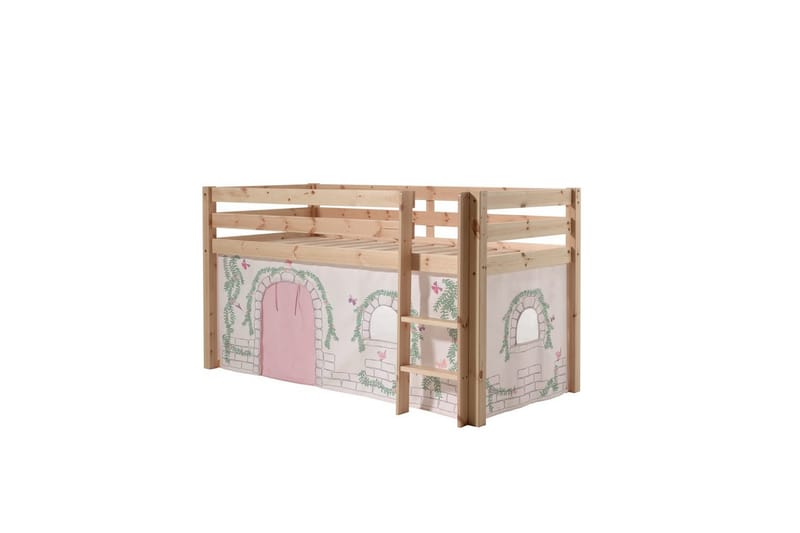 Keskikorkea sänky verholla Pino Birdy Luonnollinen, Luonnollinen, Ilman liukumäkeä, Ilman tunnelia, Ei taskuja - Luonnollinen, Luonnollinen, Ilman liukumäkeä, Ilman tunnelia, Ei taskuja - Huonekalut - Sänky - Kerrossängyt