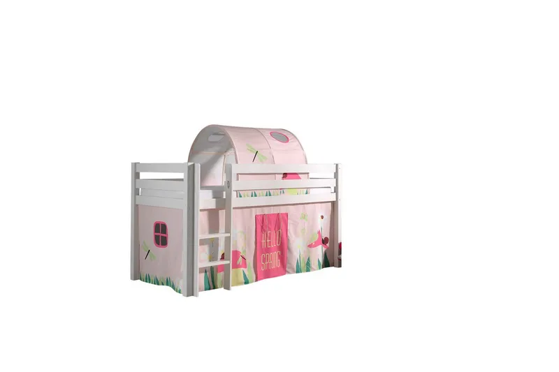 Keskikorkea sänky verholla Pino Kevät Valkoinen, Valkoinen, Ilman liukumäkeä, Kevät, Jousi, Ilman taskuja, Valkoinen, Valkoinen, Ilman liukumäkeä, Kevät, Jousi, Ilman taskuja