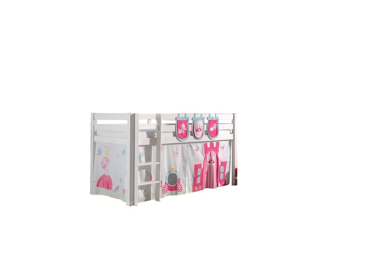 Keskikorkea sänky verholla Pino Prinsessa Valkoinen, Valkoinen, Ilman liukumäkeä, Ilman tunnelia, 3, Valkoinen, Valkoinen, Ilman liukumäkeä, Ilman tunnelia, 3