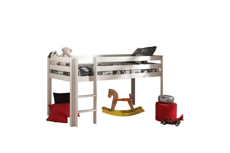 Keskikorkea sänky verholla Pino Kevät Valkoinen, Valkoinen, Ilman liukumäkeä, Ilman tunnelia, Ilman taskuja - Valkoinen, Valkoinen, Ilman liukumäkeä, Ilman tunnelia, Ilman taskuja - Huonekalut - Sänky - Kerrossängyt