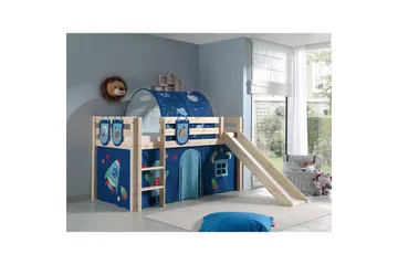 Keskikorkea sänky verholla Pino Astro Luonnollinen, Luonnollinen, Liukumäellä, Tunnelin kanssa, Tunnelein, 3 - Luonnollinen, Luonnollinen, Liukumäellä, Tunnelin kanssa, Tunnelein, 3 - Huonekalut - Lasten kalusteet - Lastensängyt & juniorisängyt - Talosänky